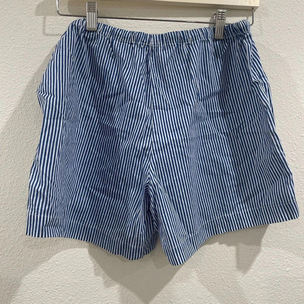 Ralph Lauren Blue and White Pinstriped Pajama Short Set 100% Organic Cotton